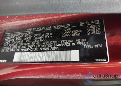 2013 Volvo Xc60 T6 из США, поврежденный, VIN YV4902DZ2D2442913